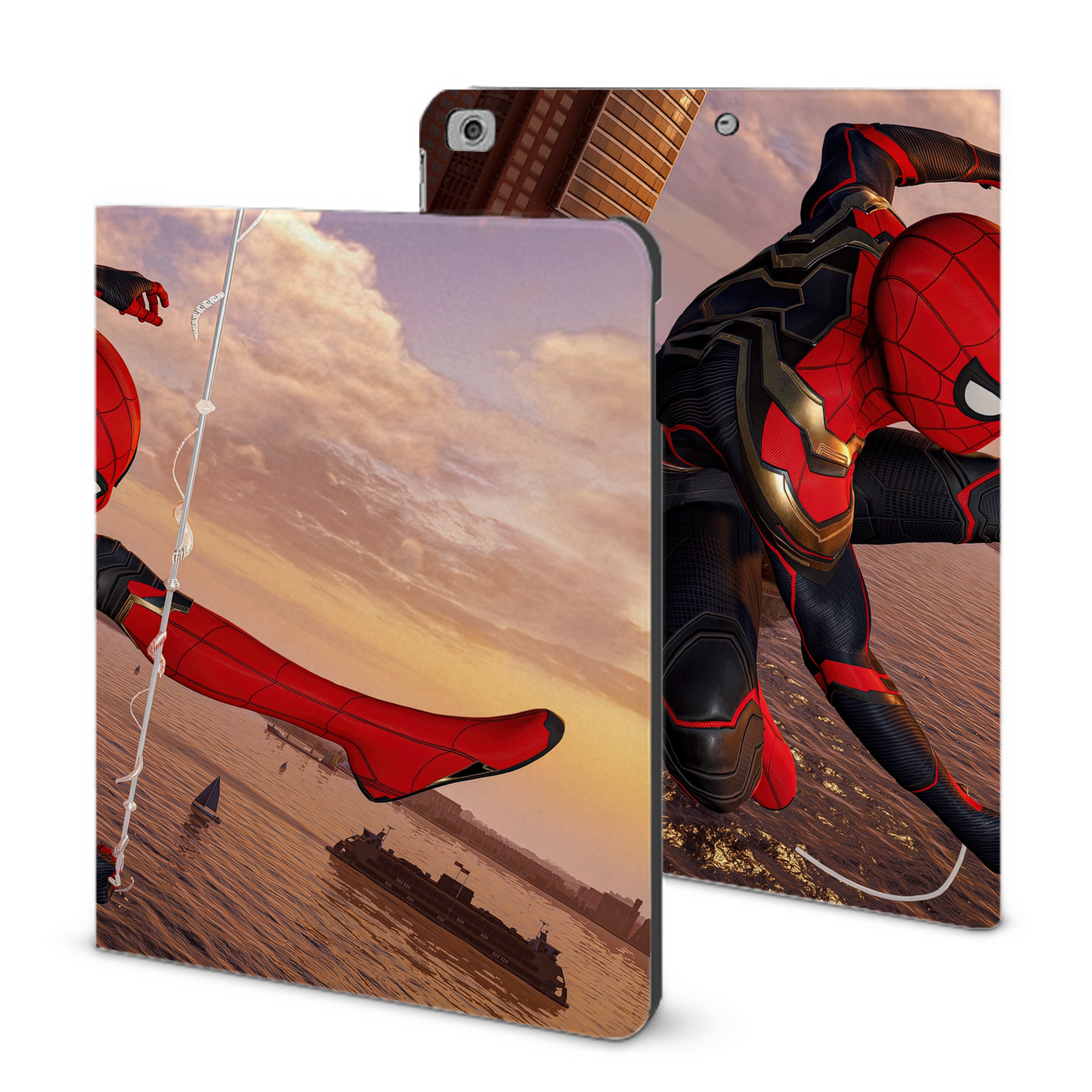 （画像用） Spider Man スパイダーマン IPad ケース ブック型 PUレザー TPU 耐衝撃 軽量 薄型 ペン収納なし 全面保護 IPad 各モデル対応